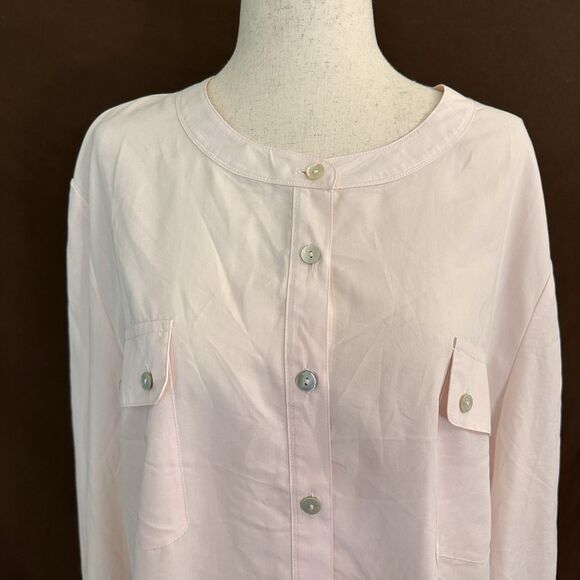 Chicos Top Women 3 XL Pink Secret Silk Branded Utility Long Sleeve NEW - Picture 2 of 6
